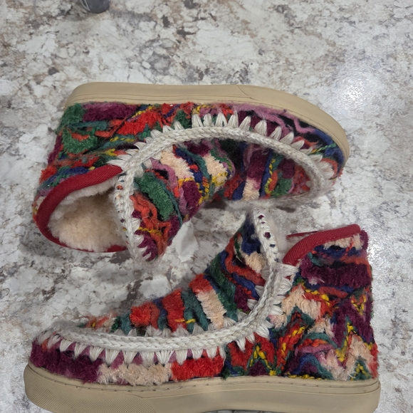 Mou Shoes - Mou Woven Lined Multicolor Knit Slip-On Eskimo Ankle Boots Size 8.5/9Free People